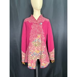 IVKO Woman Handwritten Emotions, Floral Snap Knit Cardigan Lightweight Jacket